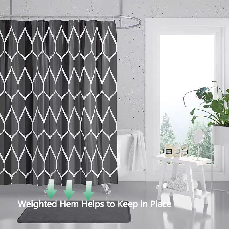LLSCL Fabric Shower Curtain Liner with Magnets, Black Grid Waterproof Hotel Quality, 72 x 72 Machine Washable - Image 5